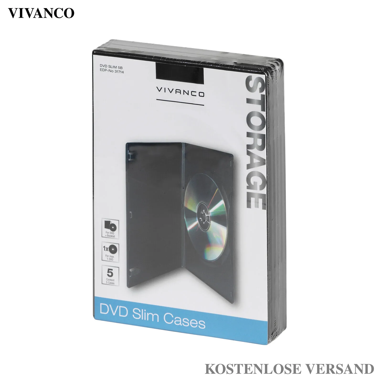 VIVANCO CD/DVD Case, Schutzhülle für ein Disc, Robust, Schwarz, 5er Pack – Bild 5