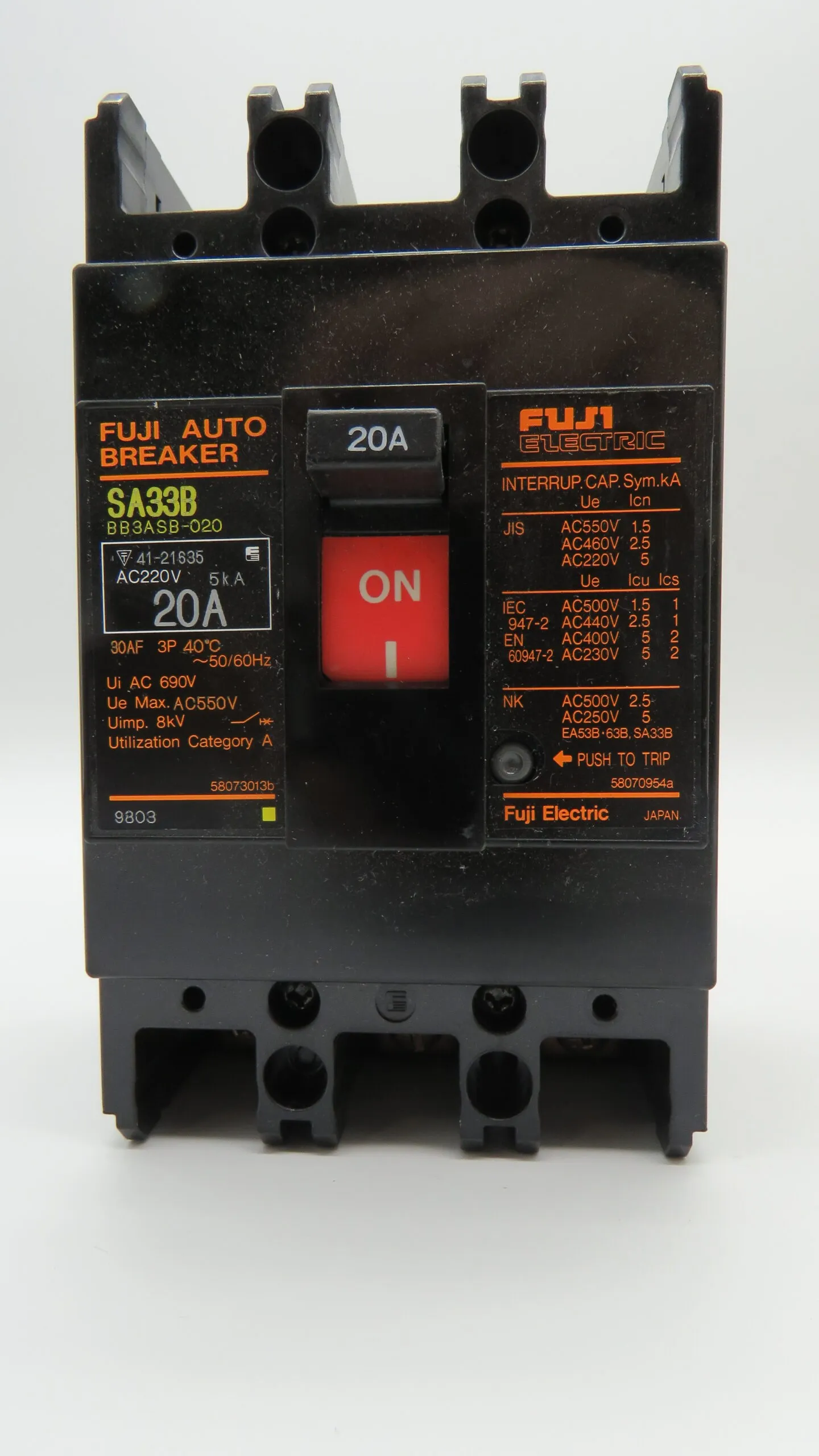 FUJI FAB SA33B 3P 20A Leistungschalter Typ: AUTO BREAKER