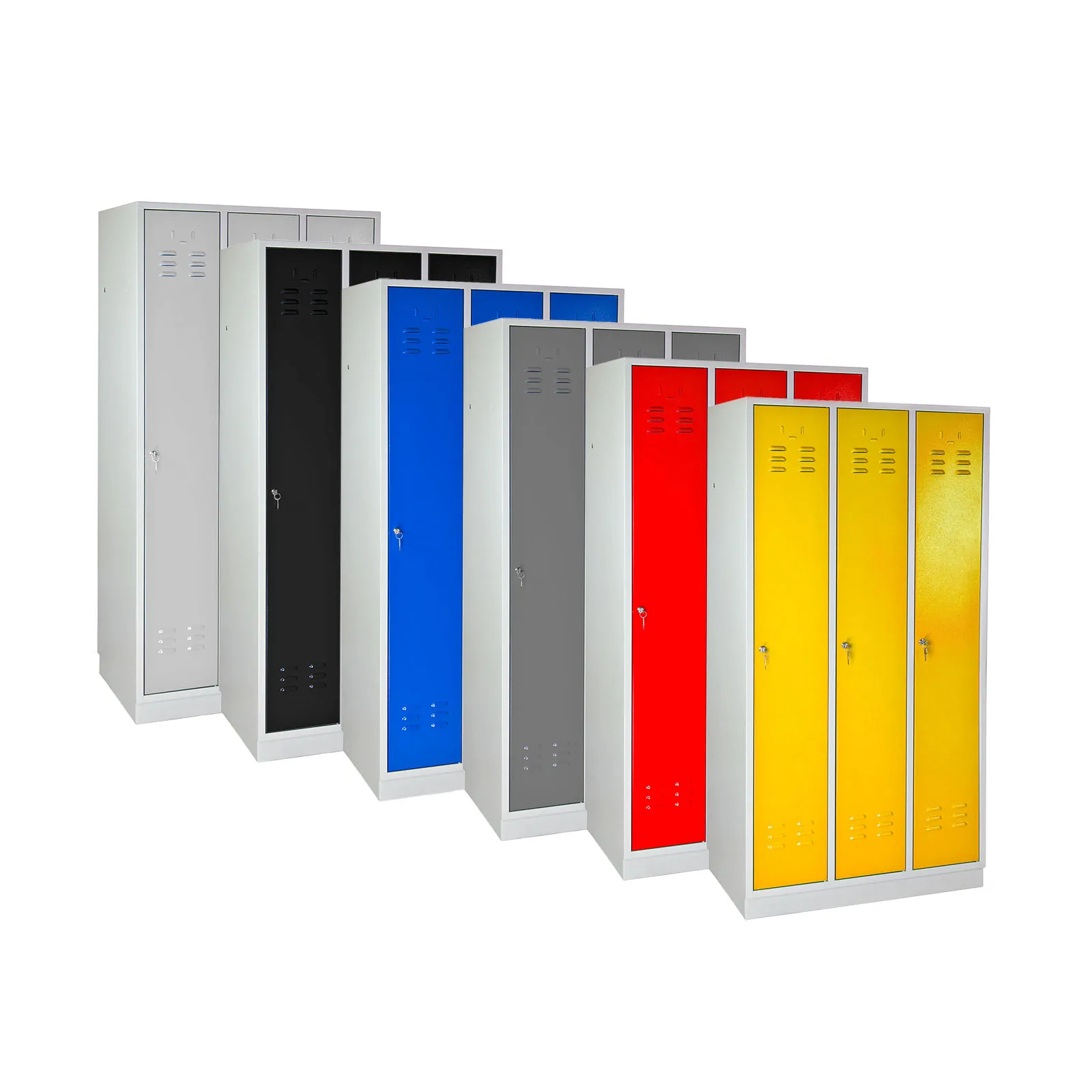 ADB Spind / Umkleideschrank aus Stahl in verschiedenen Farben, 3-türig