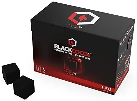 BLACKCOCO’s Shisha Kohle 1KG CUBES25 Naturkohle Kokosnuss und BBQ – Hochwertige Kokos Coal Briketts für Wasserpfeife & Grill – Shisha Würfel Kohlen & Grillkohle mit Langer Brenndauer – Bild 3