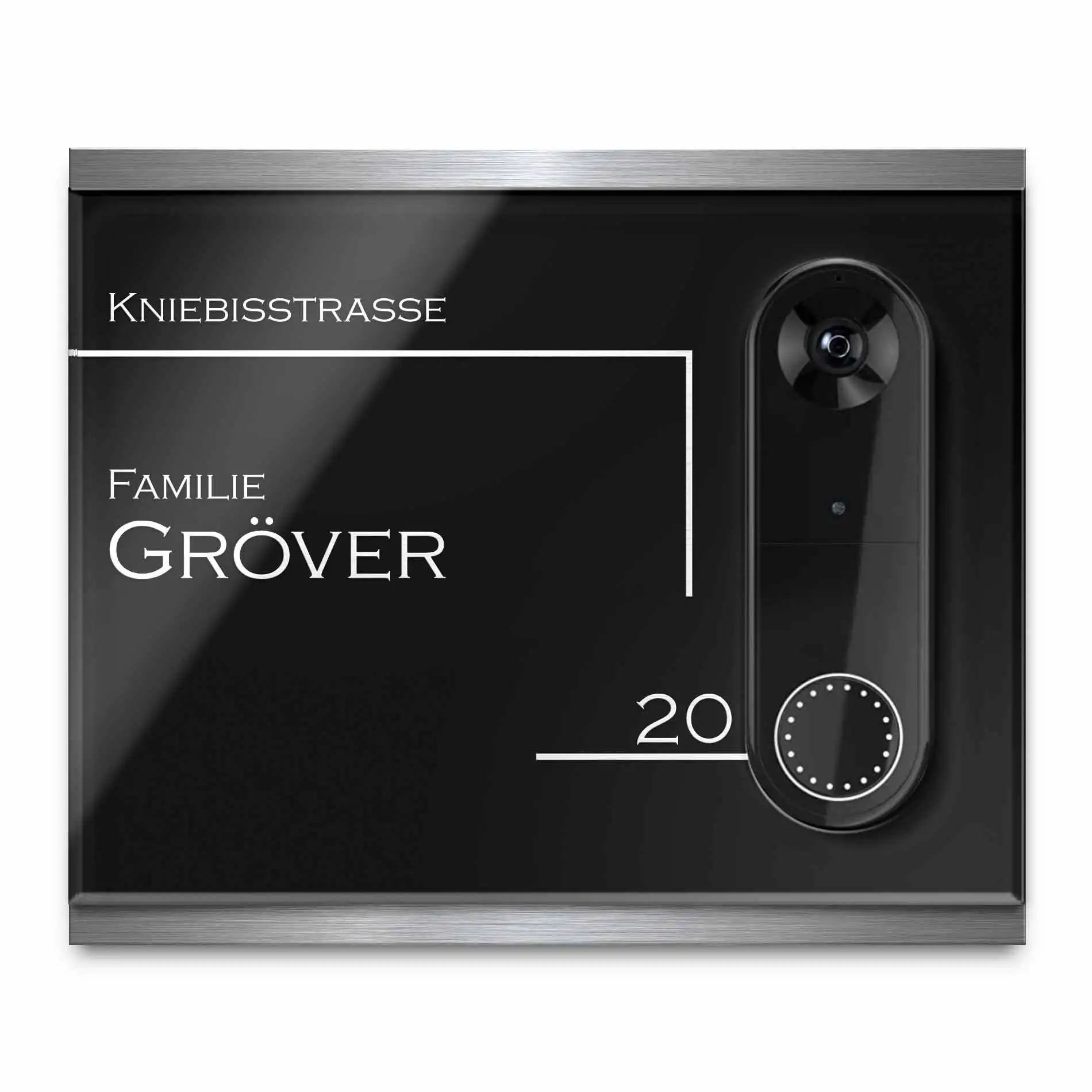 Edles Namensschild für die Funkklingel Arlo Video Wire-Free Doorbell mit schöner Gravur