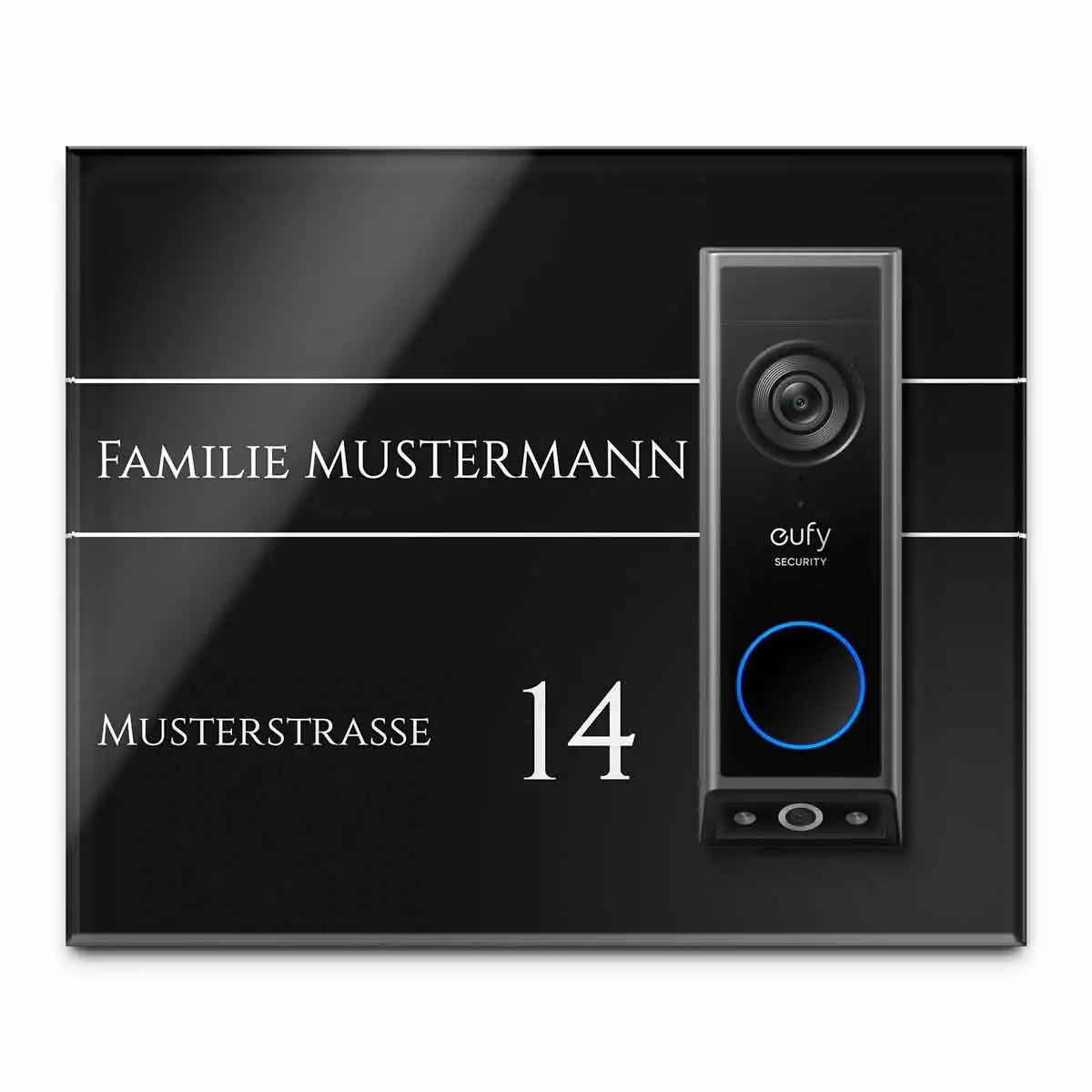 Klingelplatte aus Acrylglas auf Edelstahl für die Eufy Dual E340