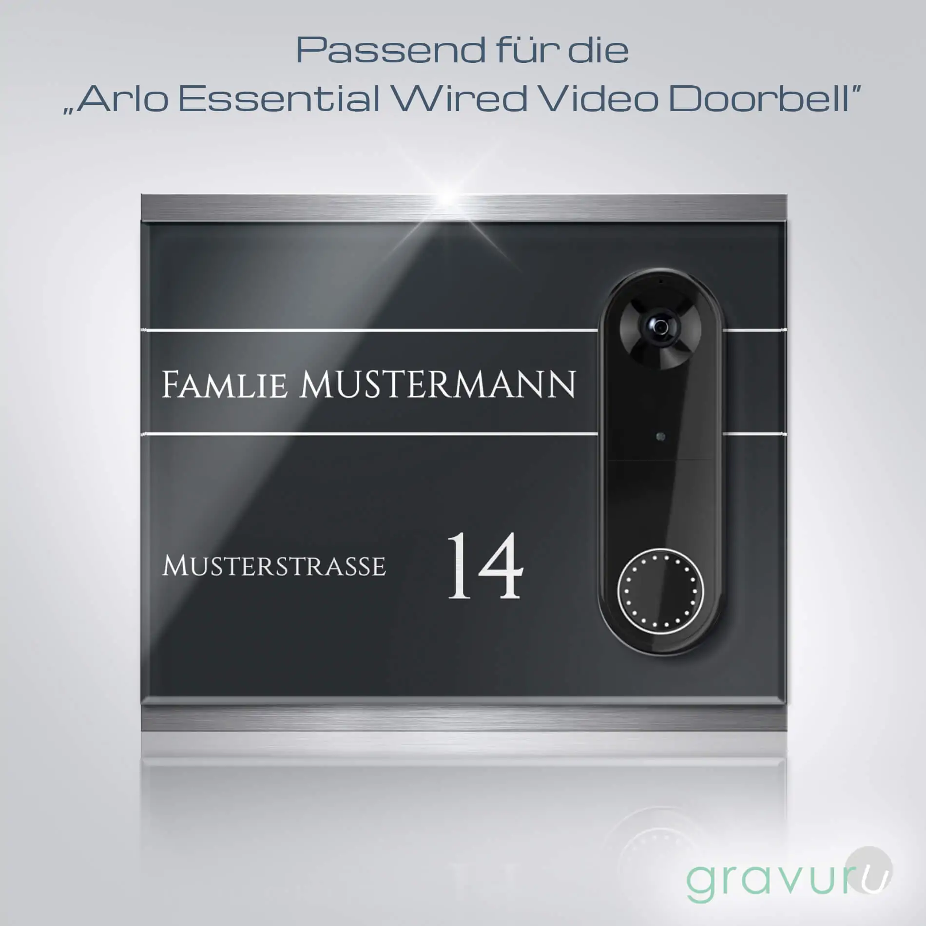 Edles Namensschild für die Funkklingel Arlo Video Wire-Free Doorbell mit schöner Gravur – Bild 3