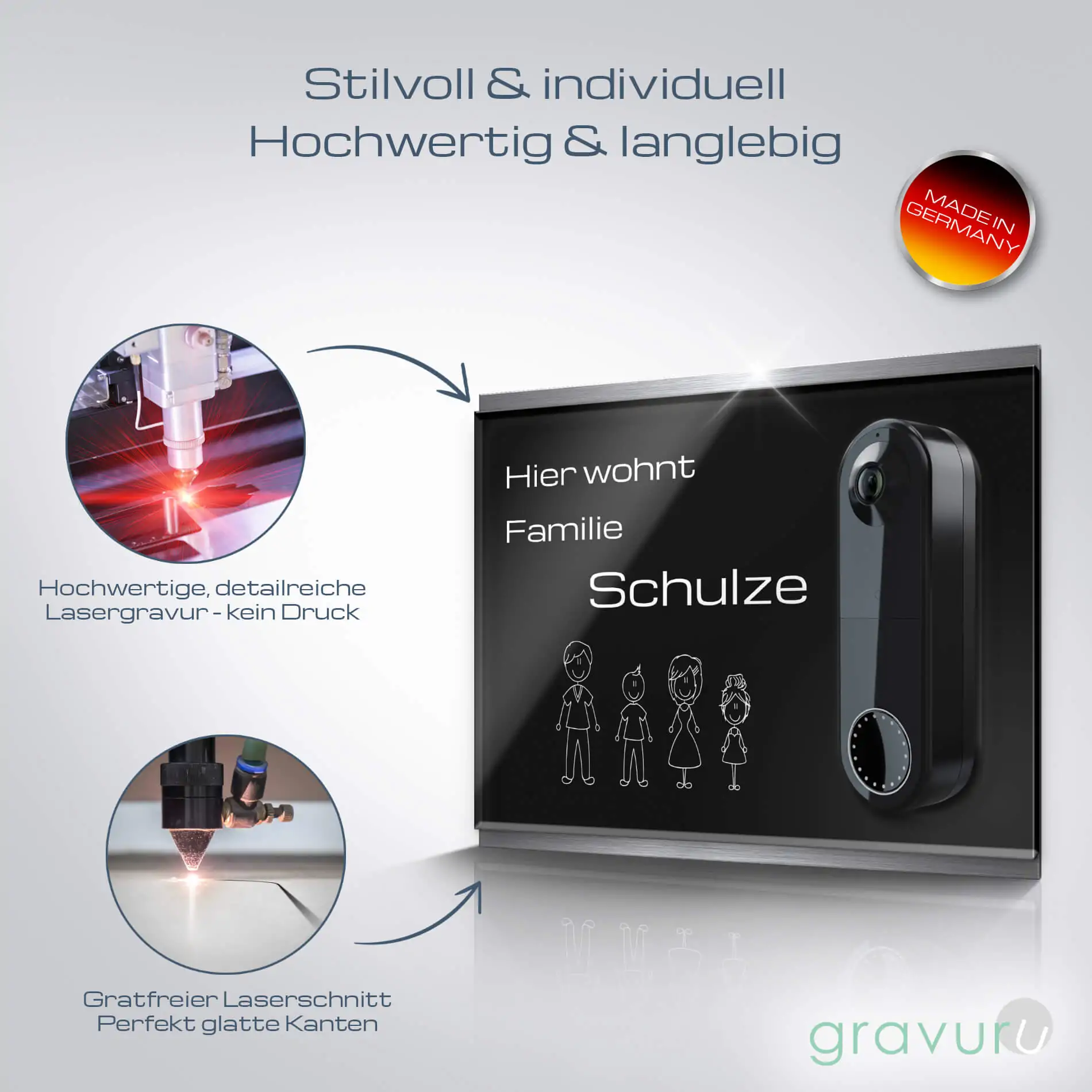 Edles Namensschild für die Funkklingel Arlo Video Wire-Free Doorbell mit schöner Gravur – Bild 4