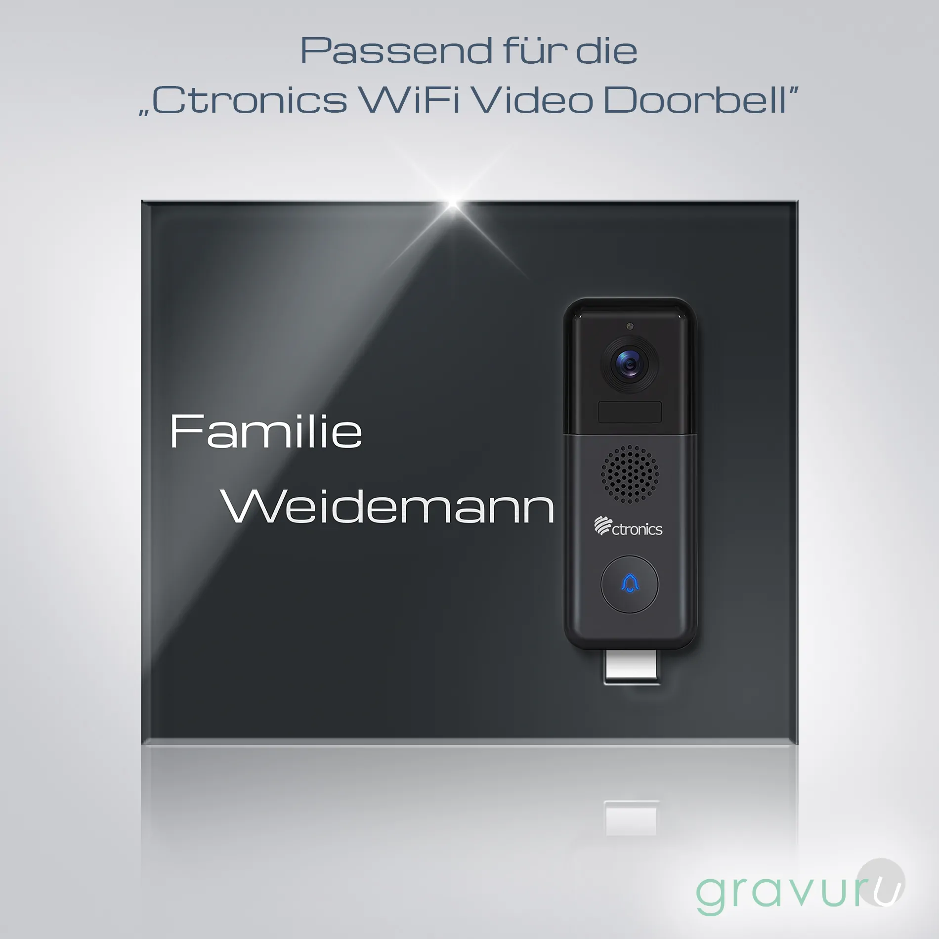 Ctronics Videoklingel Schild aus hochwertigem Acrylglas mit Gravur – Bild 4