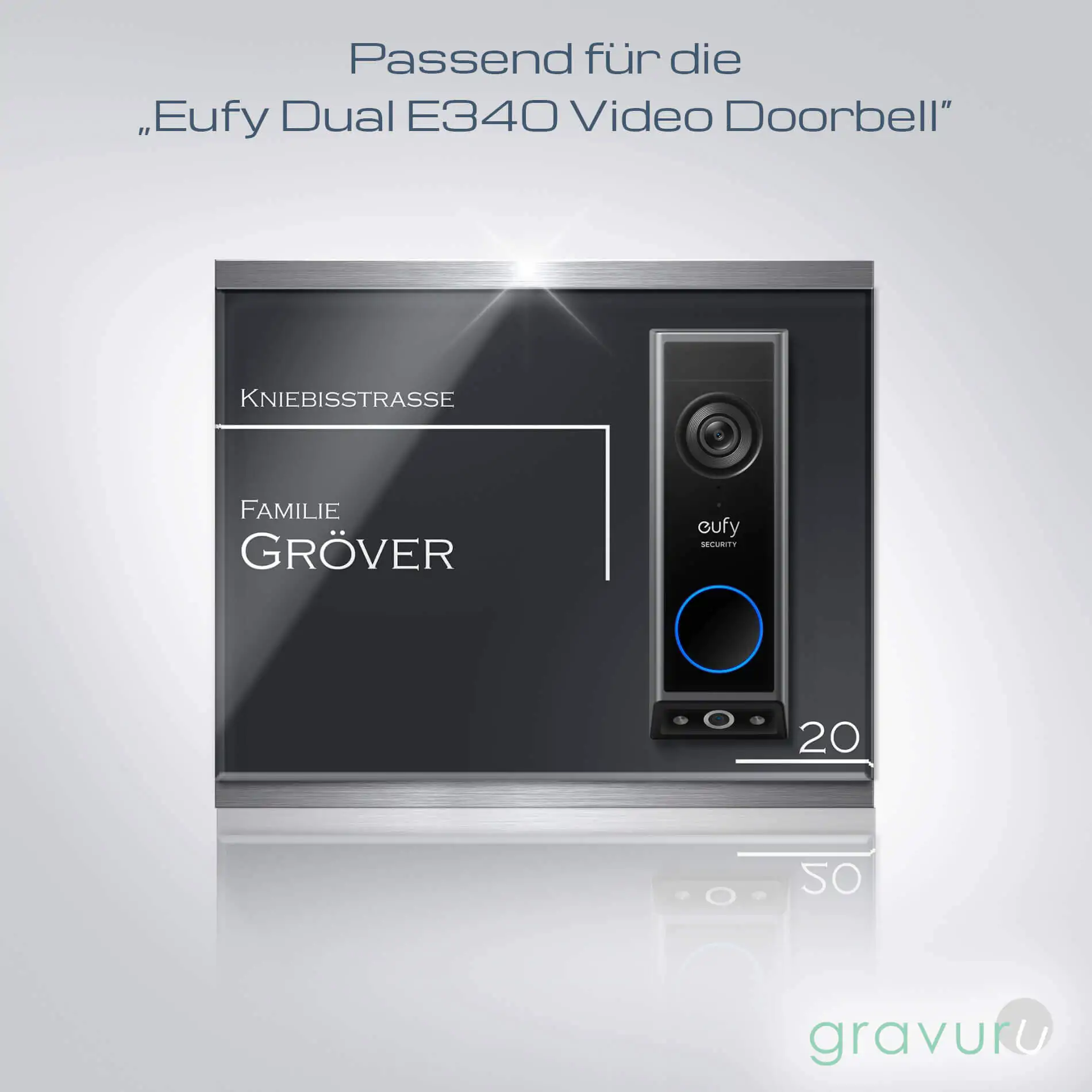 Klingelplatte aus Acrylglas auf Edelstahl für die Eufy Dual E340 – Bild 4