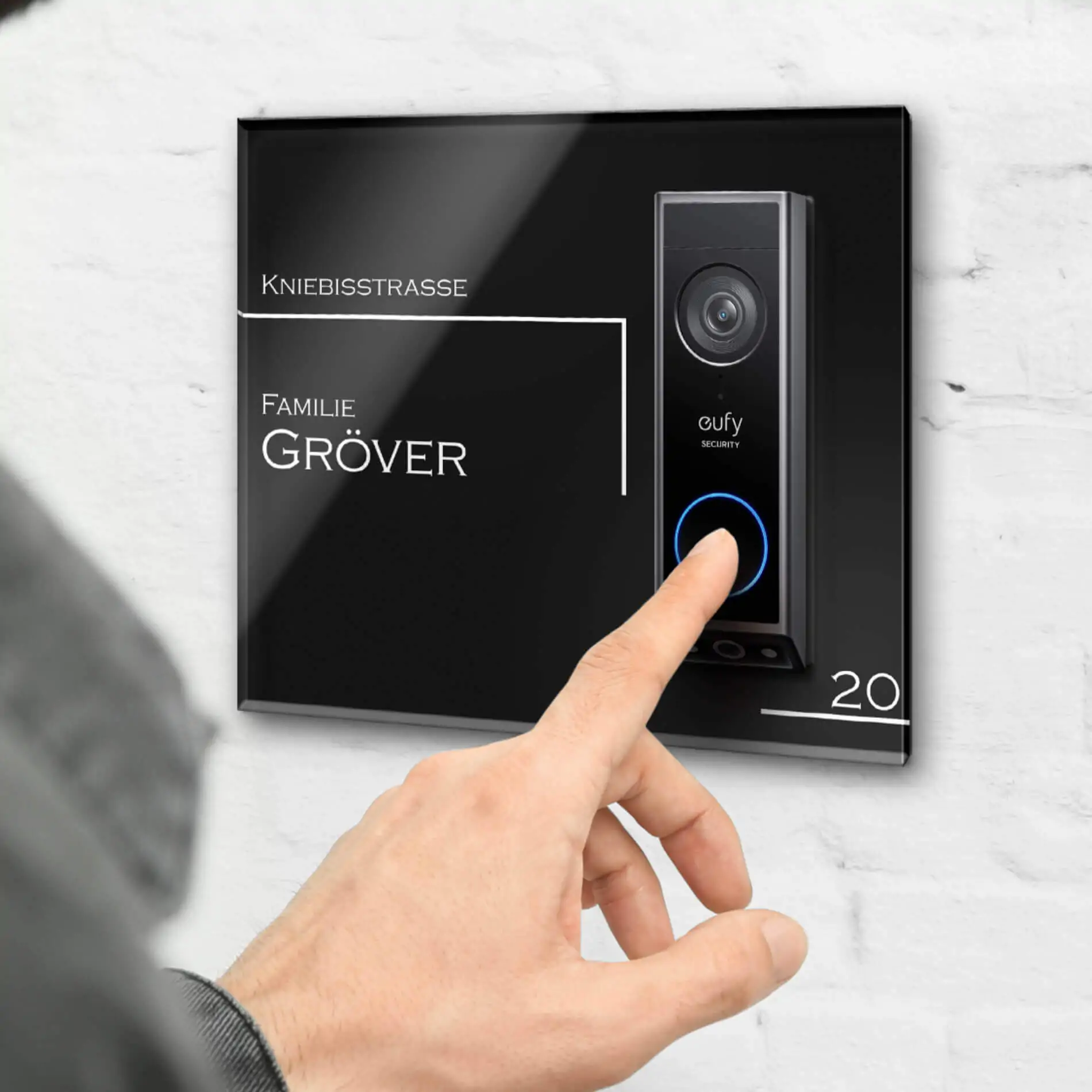 Klingelplatte aus Acrylglas auf Edelstahl für die Eufy Dual E340 – Bild 2