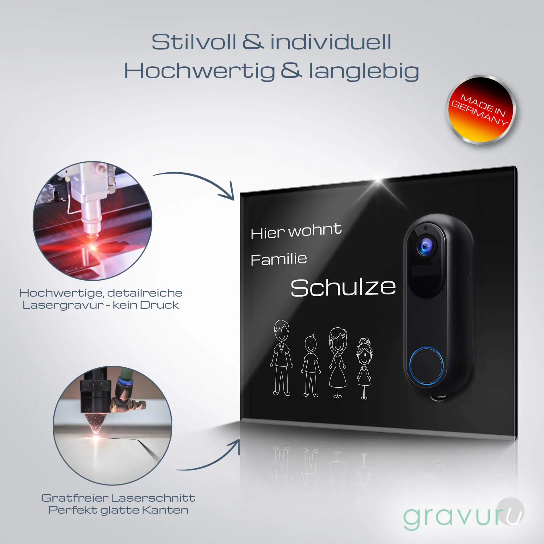 Funkklingel Türschild mit Gravur für die WP Pro V1 – Bild 3